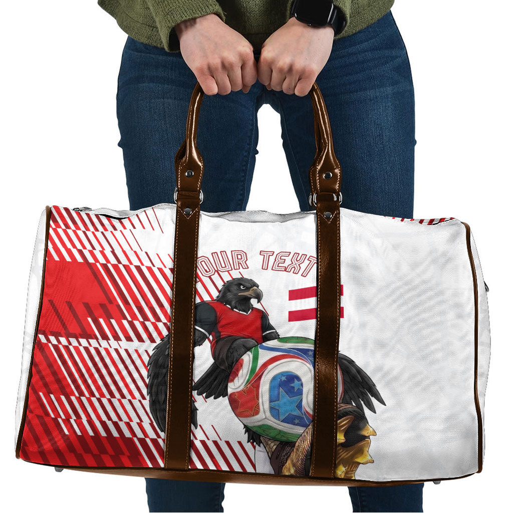Personalized Austria Football Travel Bag Unsere Burschen Striped Graphic With Action Player