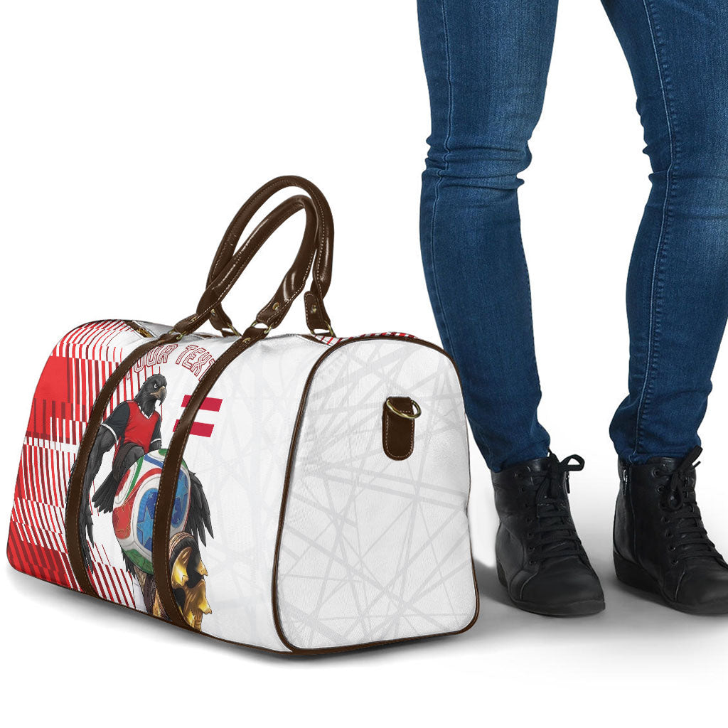 Personalized Austria Football Travel Bag Unsere Burschen Striped Graphic With Action Player