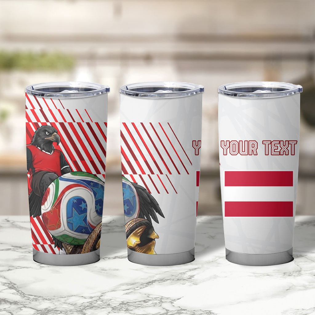 Personalized Austria Football Tumbler Cup Unsere Burschen Striped Graphic With Action Player