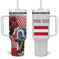 Personalized Austria Football Tumbler With Handle Unsere Burschen Striped Graphic With Action Player