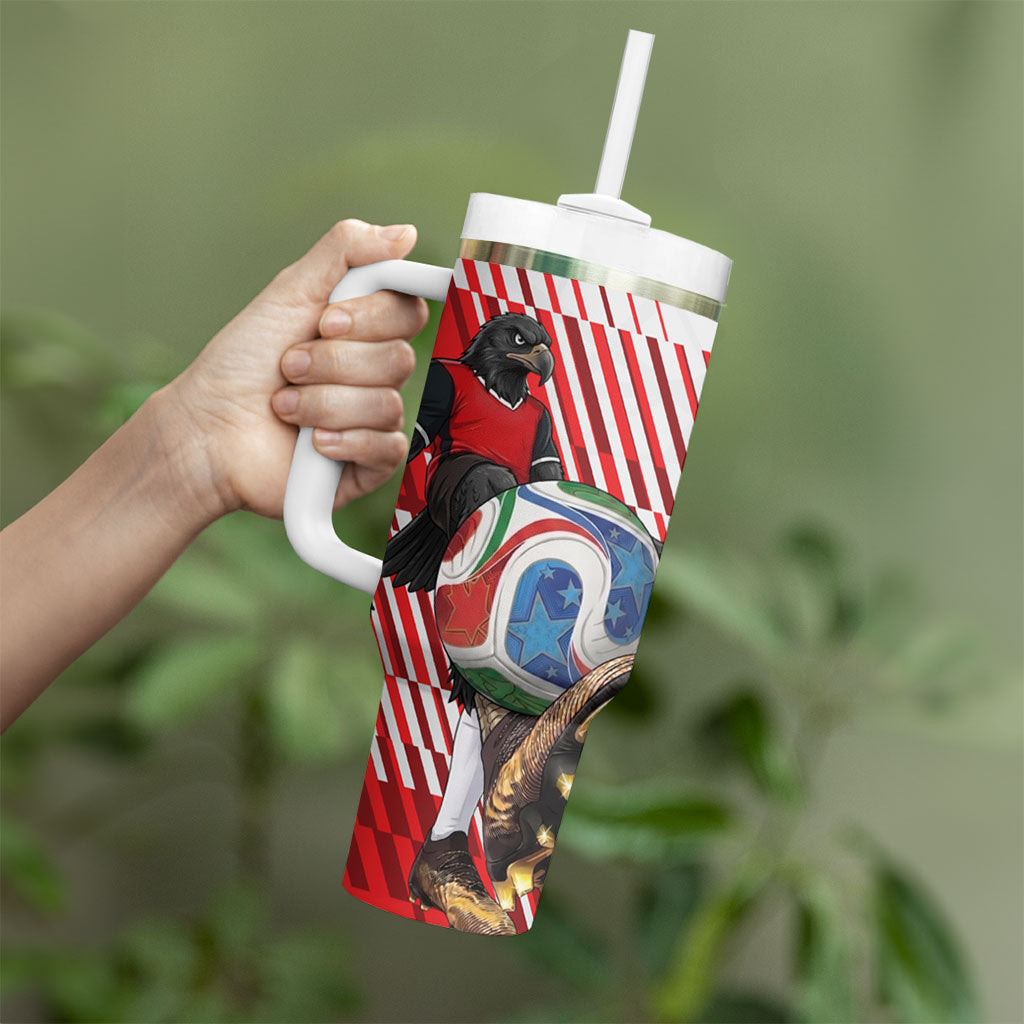 Personalized Austria Football Tumbler With Handle Unsere Burschen Striped Graphic With Action Player
