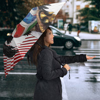 Personalized Austria Football Umbrella Unsere Burschen Striped Graphic With Action Player
