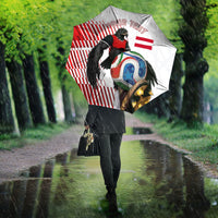 Personalized Austria Football Umbrella Unsere Burschen Striped Graphic With Action Player
