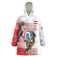 Personalized Austria Football Wearable Blanket Hoodie Unsere Burschen Striped Graphic With Action Player