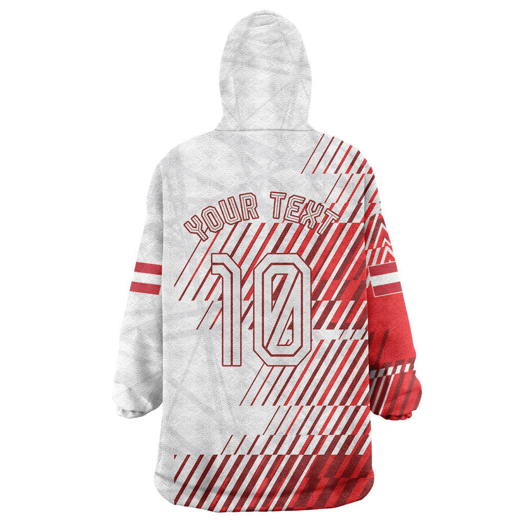 Personalized Austria Football Wearable Blanket Hoodie Unsere Burschen Striped Graphic With Action Player
