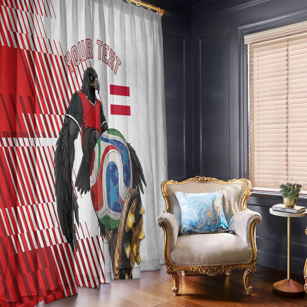 Personalized Austria Football Window Curtain Unsere Burschen Striped Graphic With Action Player