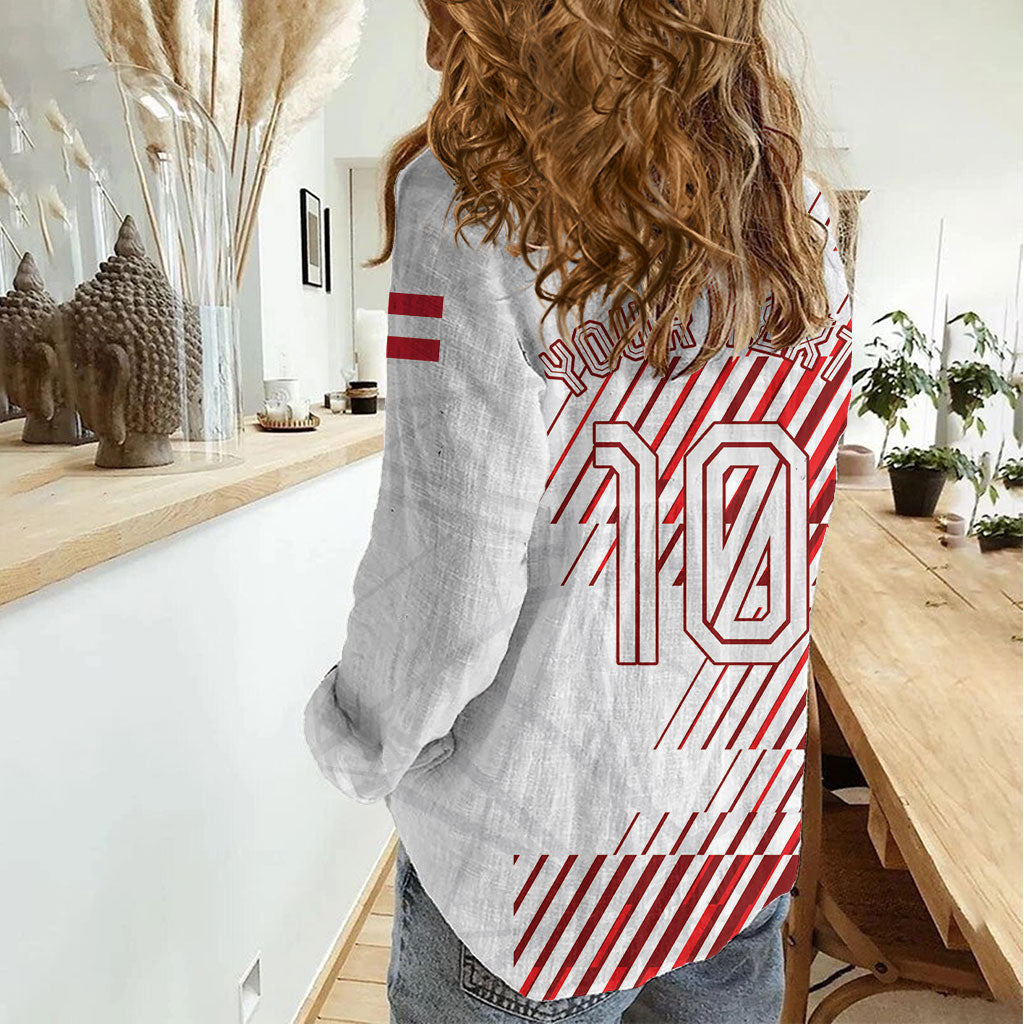 Personalized Austria Football Women Casual Shirt Unsere Burschen Striped Graphic With Action Player