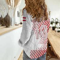 Personalized Austria Football Women Casual Shirt Unsere Burschen Striped Graphic With Action Player