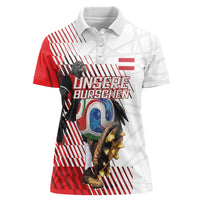 Personalized Austria Football Women Polo Shirt Unsere Burschen Striped Graphic With Action Player