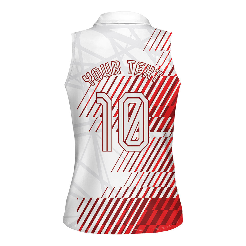 Personalized Austria Football Women Sleeveless Polo Shirt Unsere Burschen Striped Graphic With Action Player