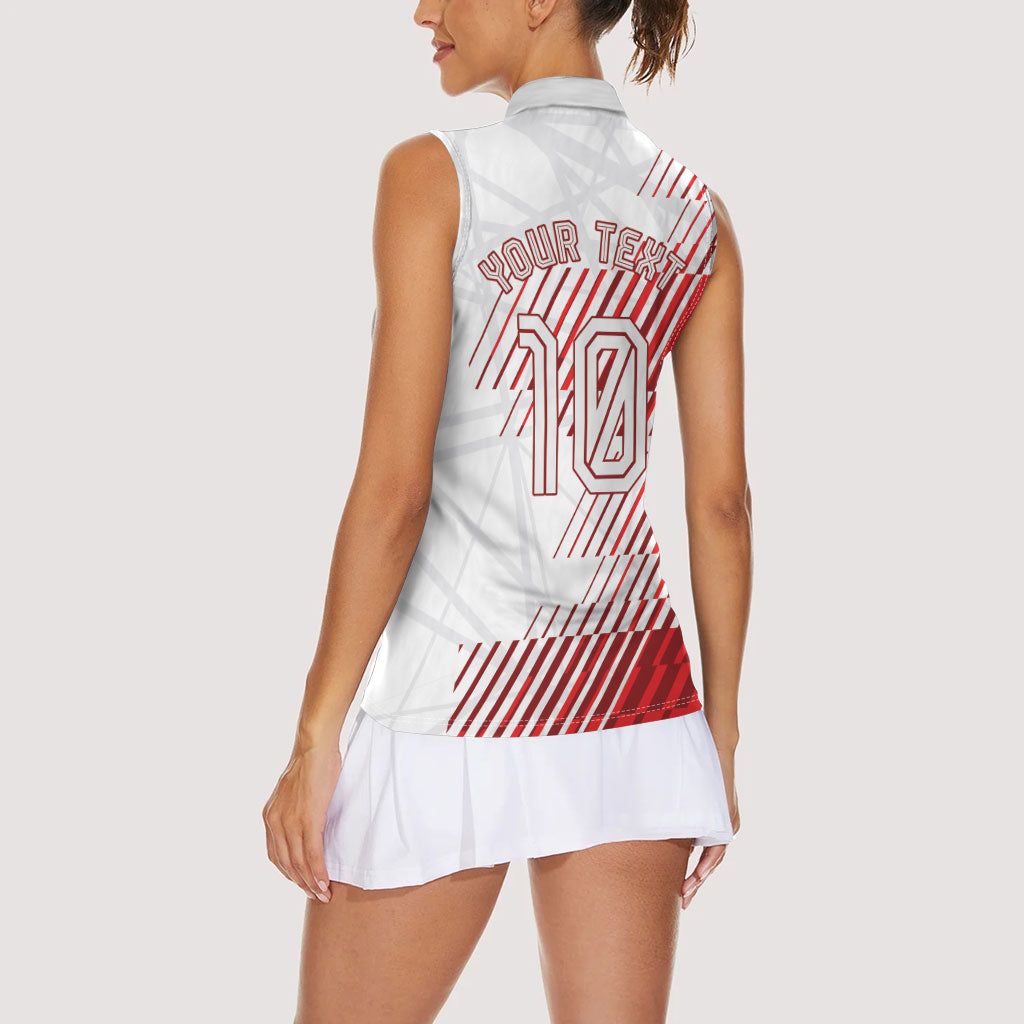 Personalized Austria Football Women Sleeveless Polo Shirt Unsere Burschen Striped Graphic With Action Player
