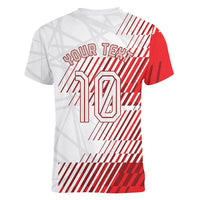 Personalized Austria Football Women V-Neck T-Shirt Unsere Burschen Striped Graphic With Action Player
