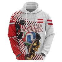 Personalized Austria Football Zip Hoodie Unsere Burschen Striped Graphic With Action Player