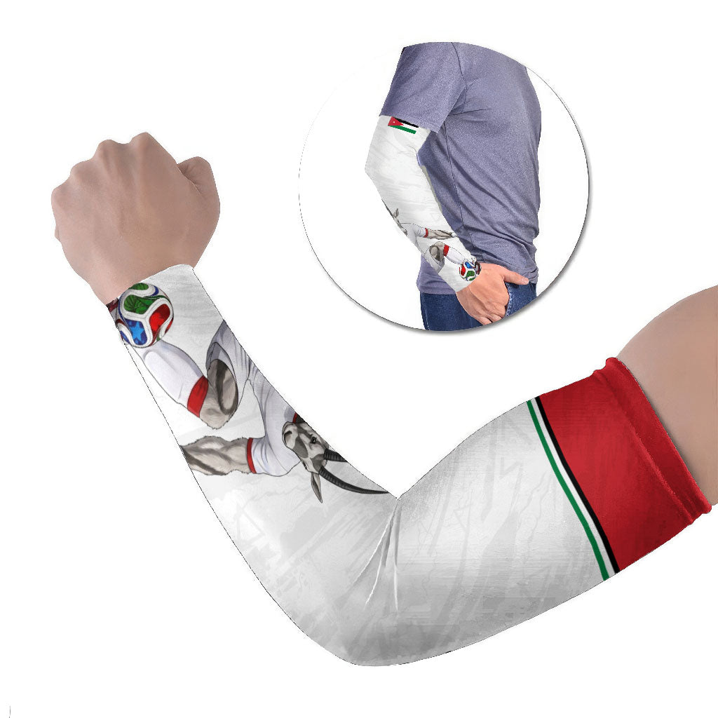 Personalized Jordan Football Arm Sleeves The Chivalrous Ones Soccer Player - Jordanian Flag Heritage
