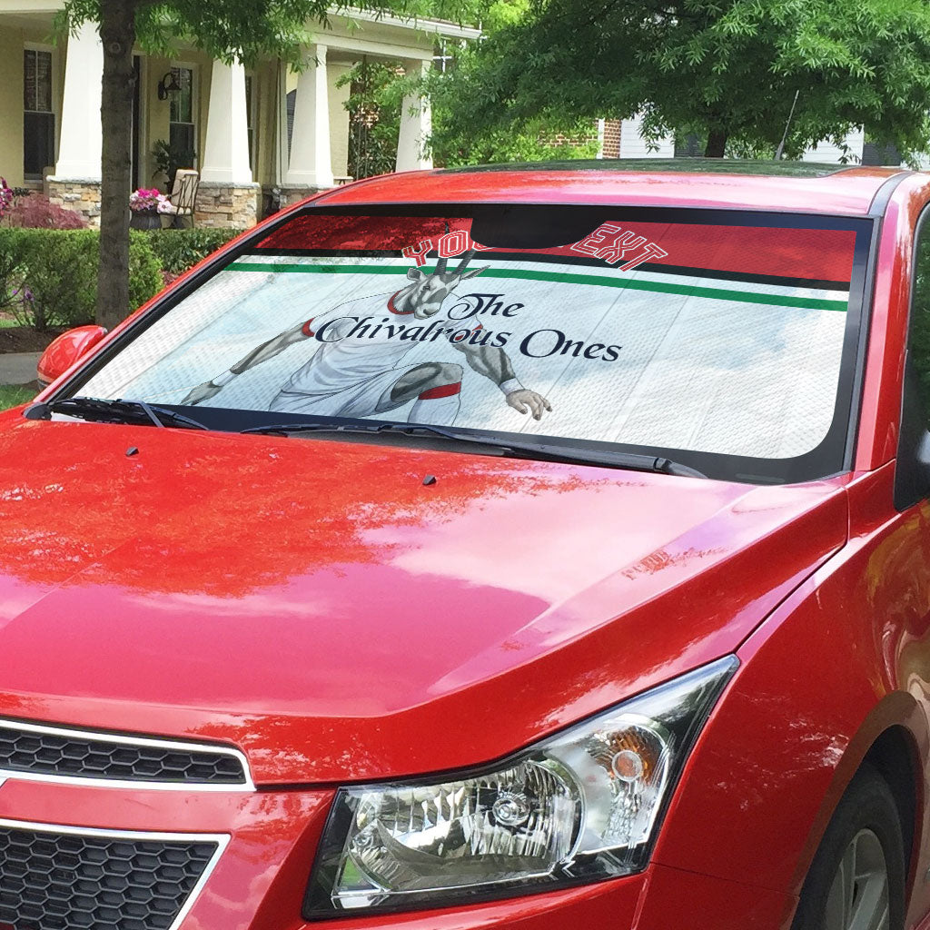 Personalized Jordan Football Auto Sun Shade The Chivalrous Ones Soccer Player - Jordanian Flag Heritage