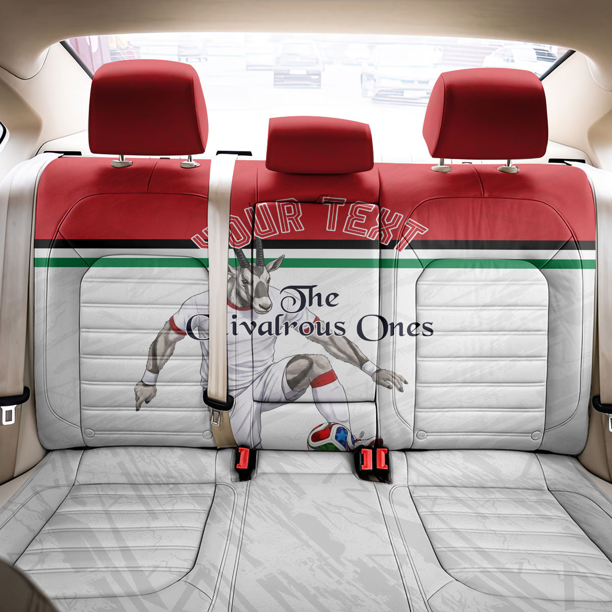 Personalized Jordan Football Back Car Seat Cover The Chivalrous Ones Soccer Player - Jordanian Flag Heritage