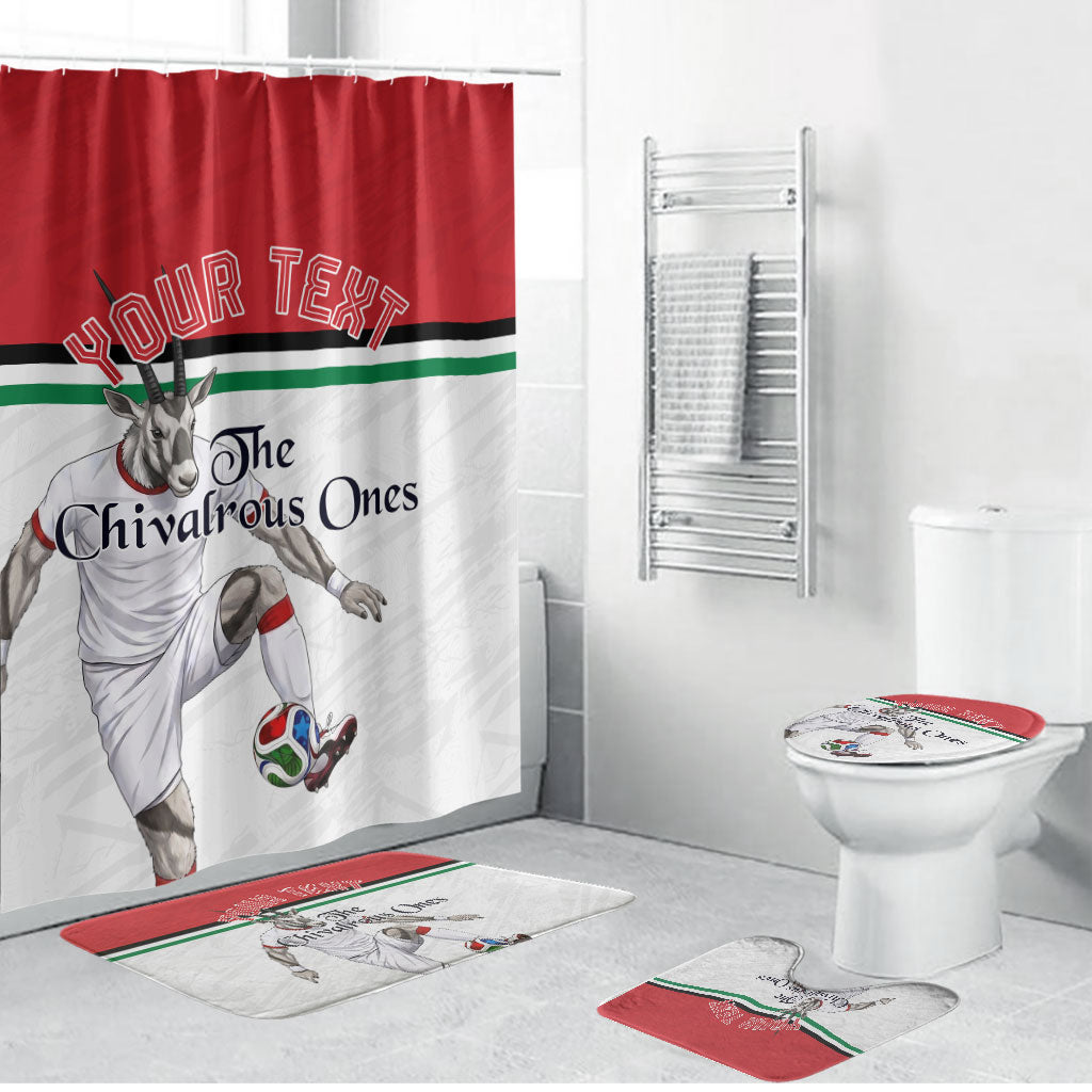Personalized Jordan Football Bathroom Set The Chivalrous Ones Soccer Player - Jordanian Flag Heritage