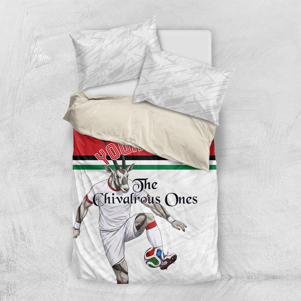Personalized Jordan Football Bedding Set The Chivalrous Ones Soccer Player - Jordanian Flag Heritage