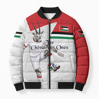 Personalized Jordan Football Bomber Puffer Jacket The Chivalrous Ones Soccer Player - Jordanian Flag Heritage
