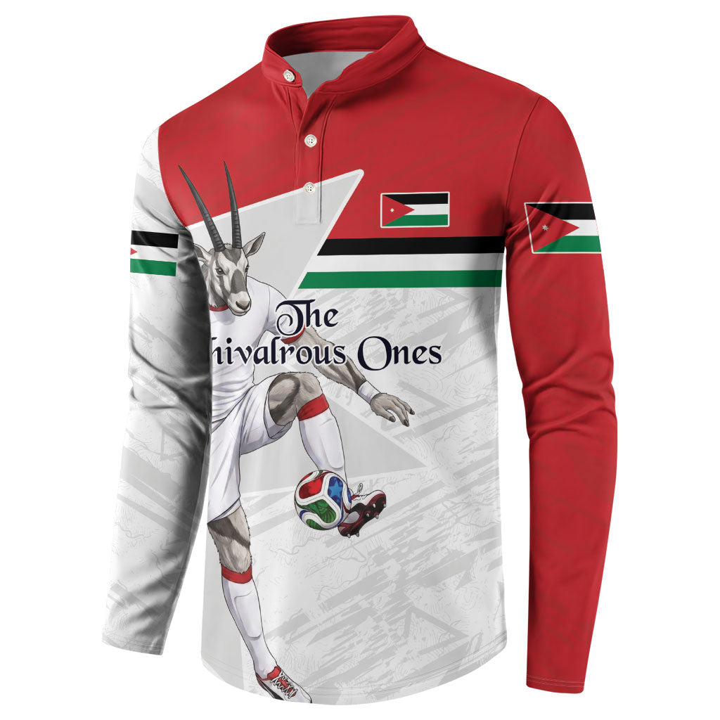 Personalized Jordan Football Button Sweatshirt The Chivalrous Ones Soccer Player - Jordanian Flag Heritage