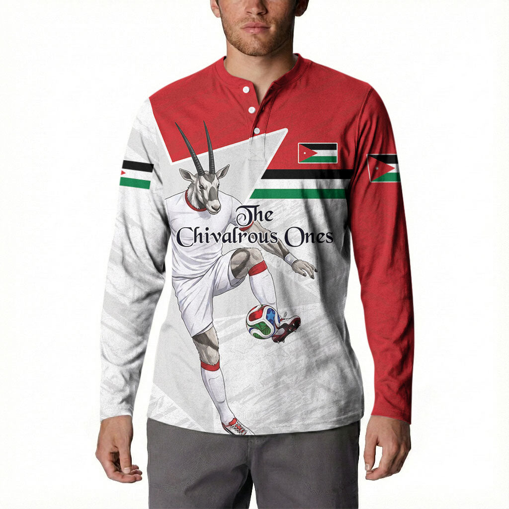 Personalized Jordan Football Button Sweatshirt The Chivalrous Ones Soccer Player - Jordanian Flag Heritage