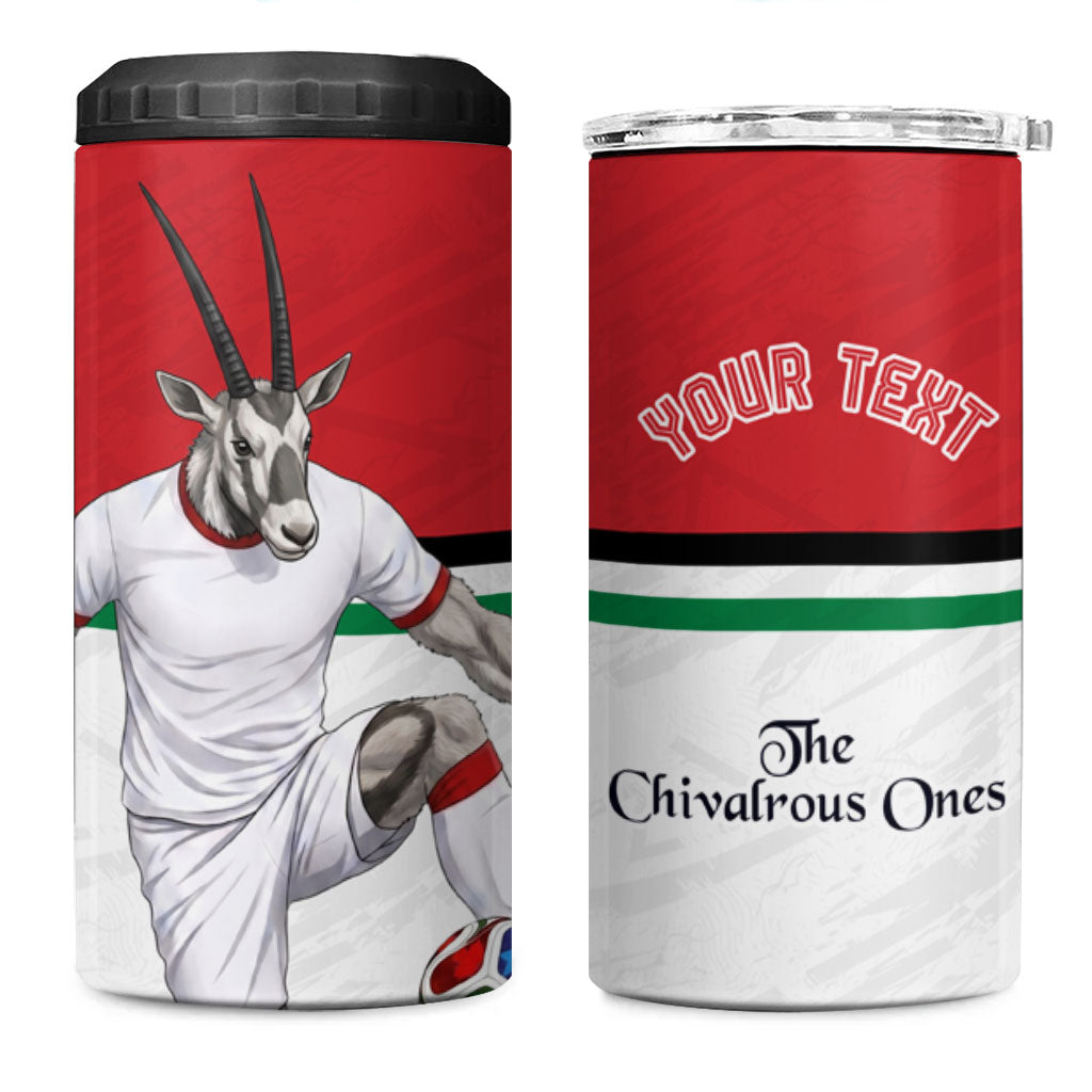 Personalized Jordan Football 4 in 1 Can Cooler Tumbler The Chivalrous Ones Soccer Player - Jordanian Flag Heritage