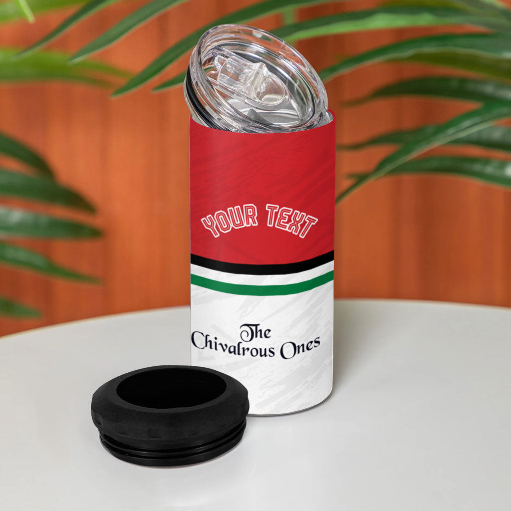 Personalized Jordan Football 4 in 1 Can Cooler Tumbler The Chivalrous Ones Soccer Player - Jordanian Flag Heritage