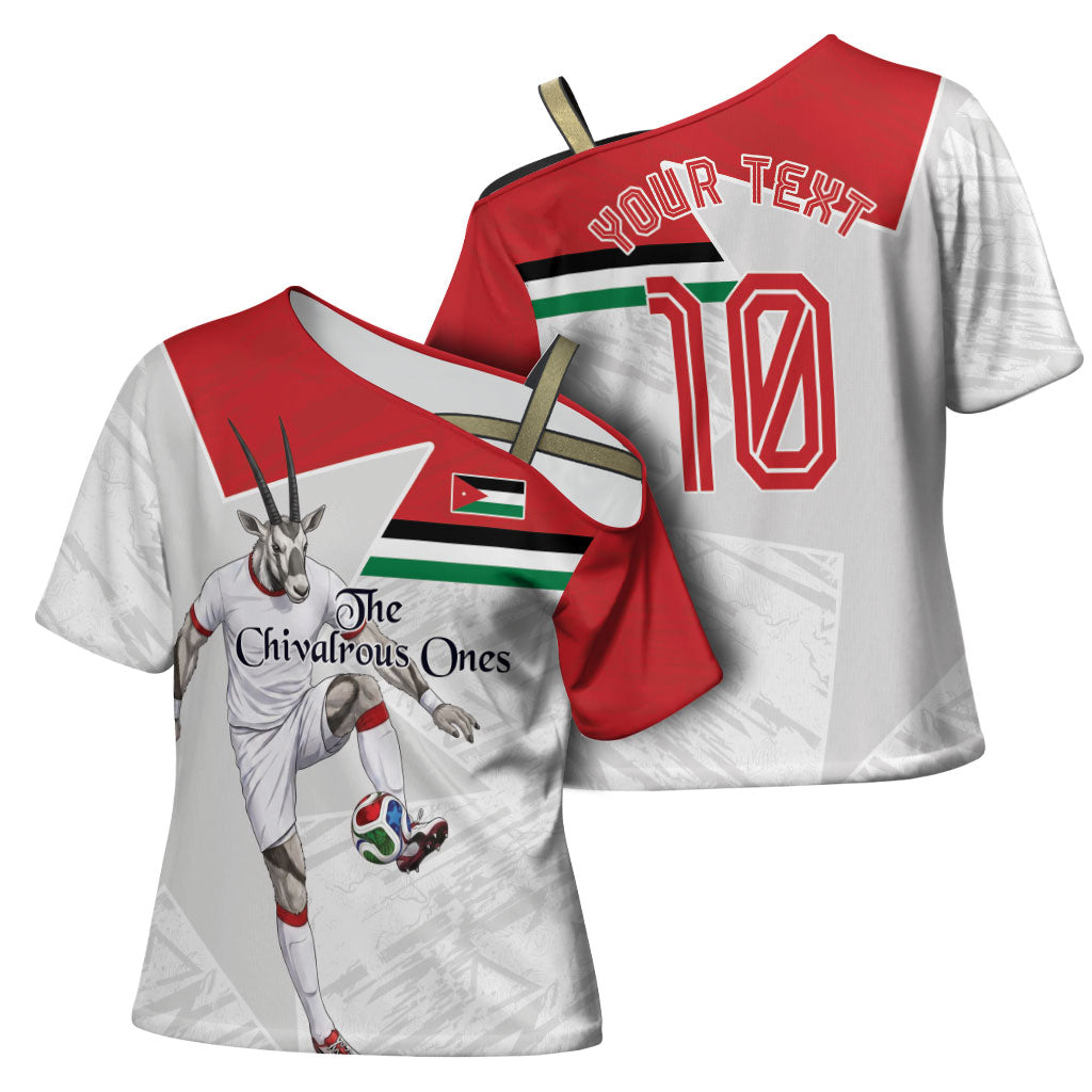 Personalized Jordan Football Cross Shoulder Shirt The Chivalrous Ones Soccer Player - Jordanian Flag Heritage
