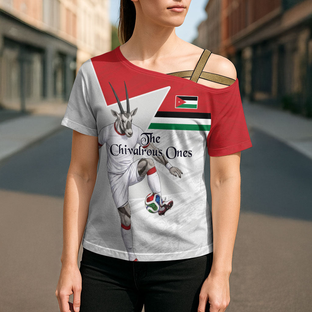 Personalized Jordan Football Cross Shoulder Shirt The Chivalrous Ones Soccer Player - Jordanian Flag Heritage