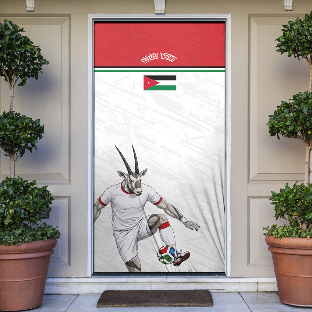 Personalized Jordan Football Door Cover The Chivalrous Ones Soccer Player - Jordanian Flag Heritage