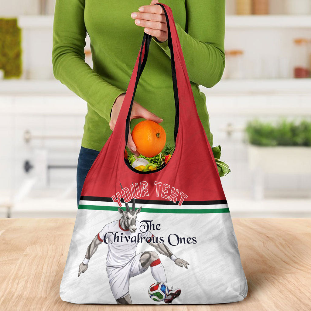 Personalized Jordan Football Grocery Bag The Chivalrous Ones Soccer Player - Jordanian Flag Heritage
