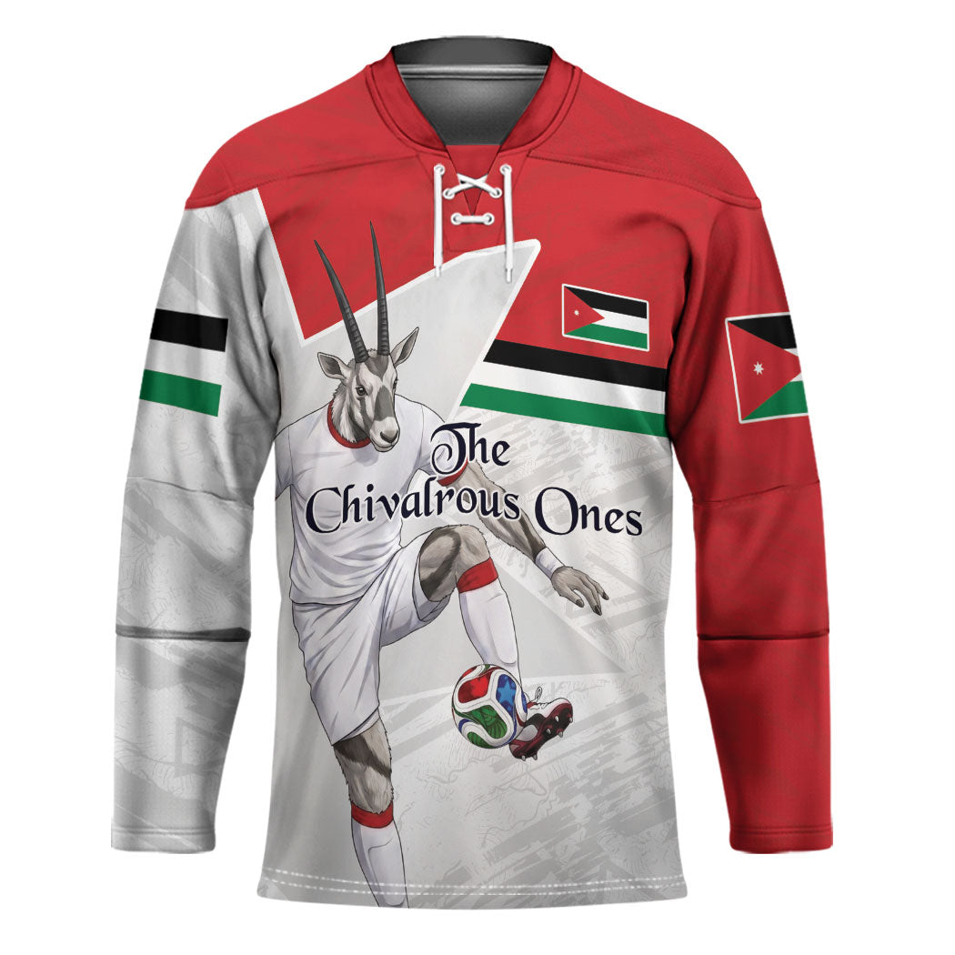 Personalized Jordan Football Hockey Jersey The Chivalrous Ones Soccer Player - Jordanian Flag Heritage