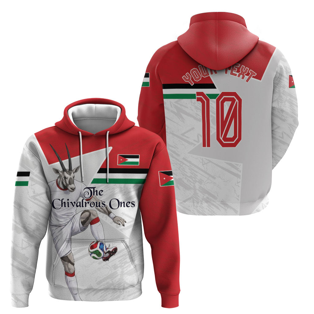 Personalized Jordan Football Hoodie The Chivalrous Ones Soccer Player - Jordanian Flag Heritage