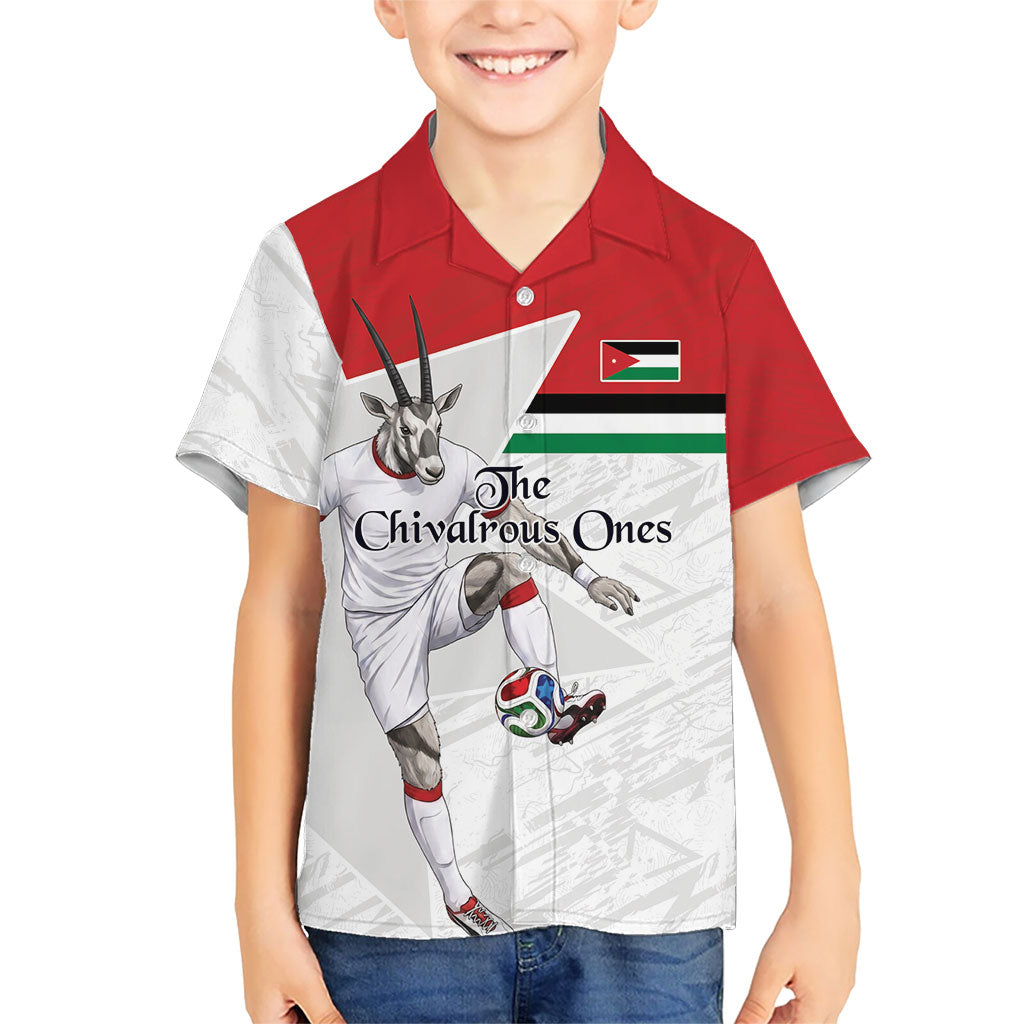 Personalized Jordan Football Kid Hawaiian Shirt The Chivalrous Ones Soccer Player - Jordanian Flag Heritage