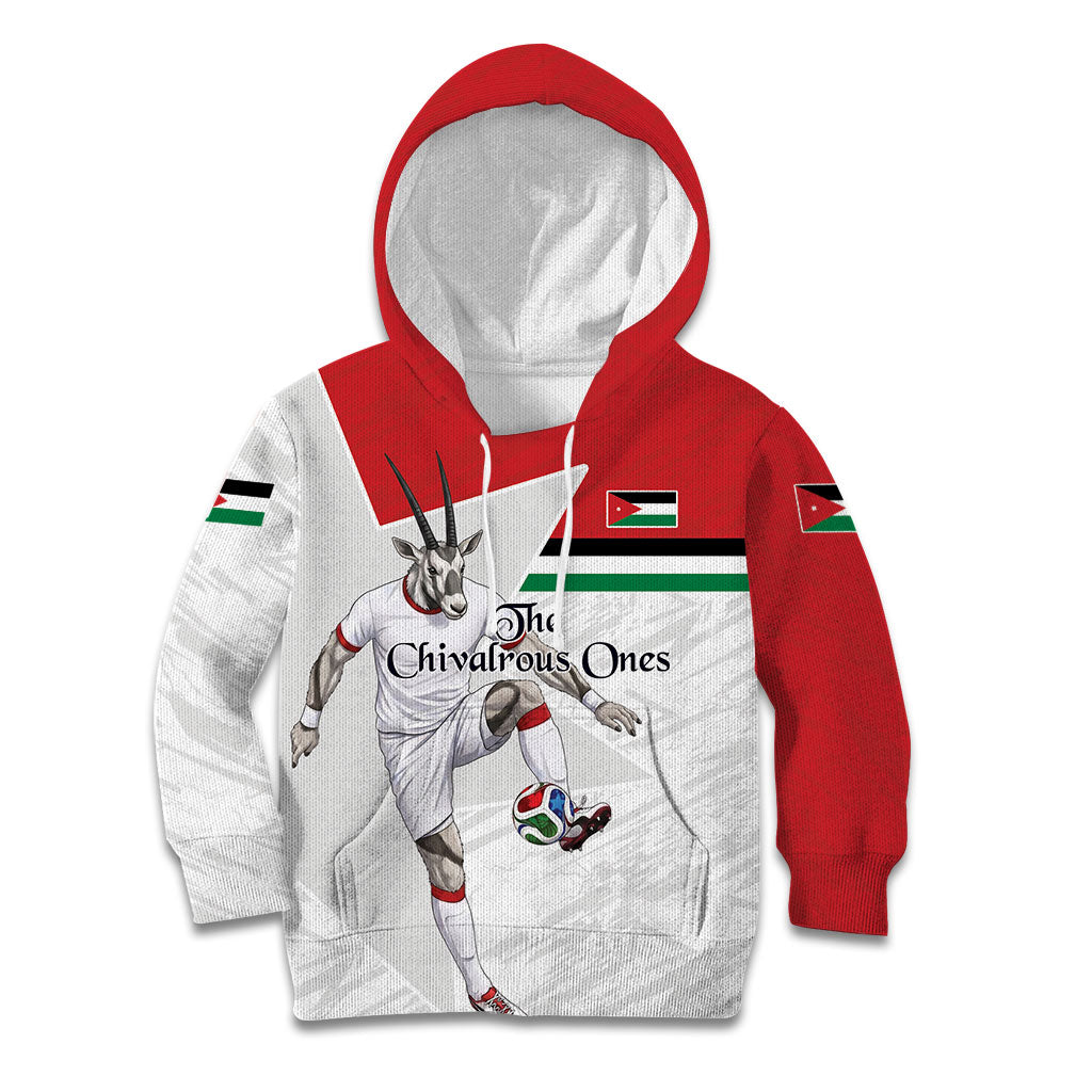 Personalized Jordan Football Kid Hoodie The Chivalrous Ones Soccer Player - Jordanian Flag Heritage
