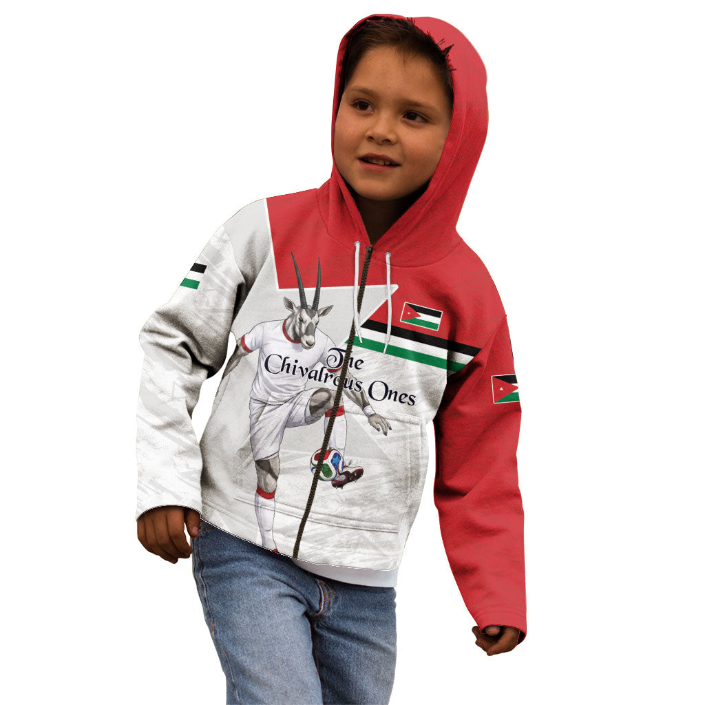 Personalized Jordan Football Kid Hoodie The Chivalrous Ones Soccer Player - Jordanian Flag Heritage