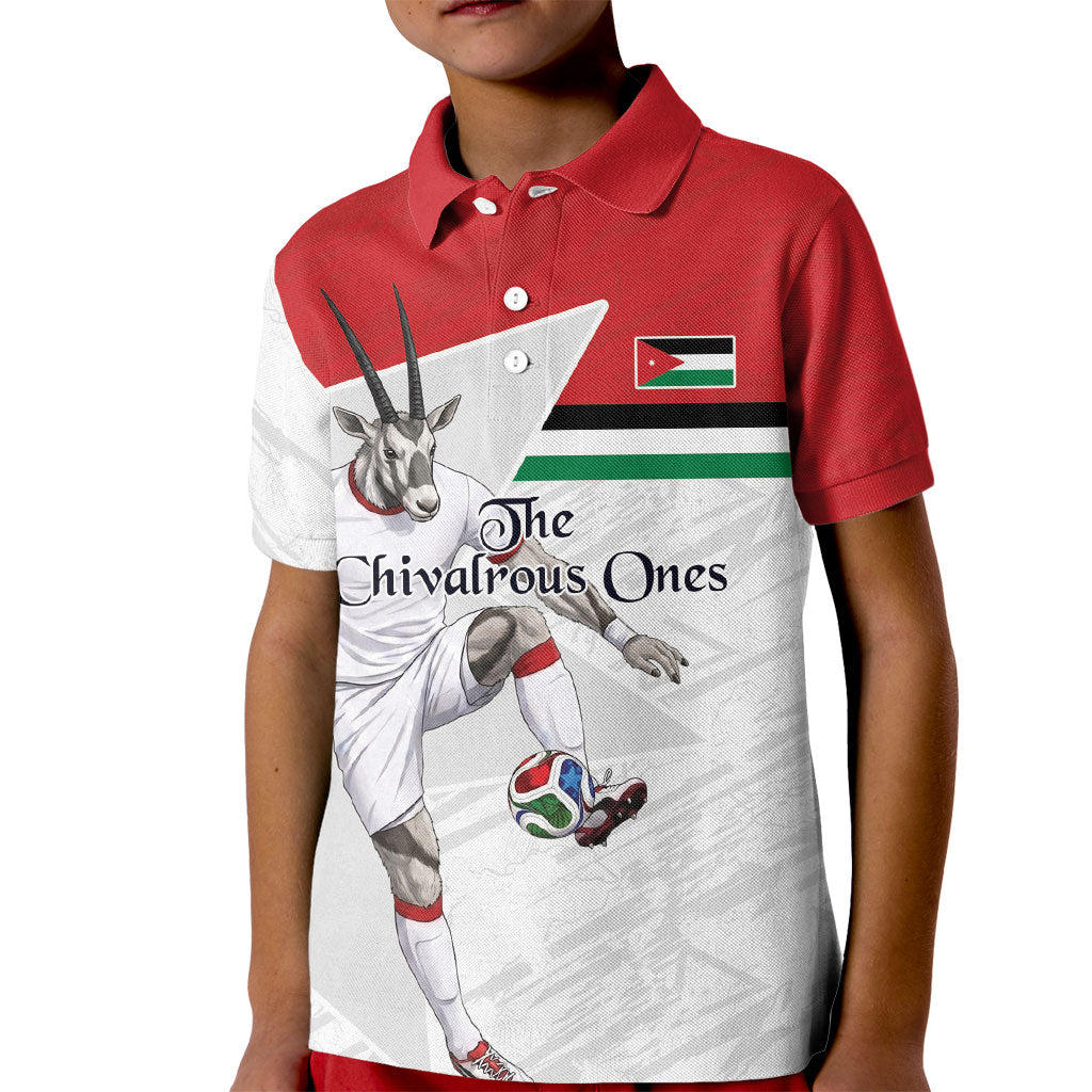 Personalized Jordan Football Kid Polo Shirt The Chivalrous Ones Soccer Player - Jordanian Flag Heritage