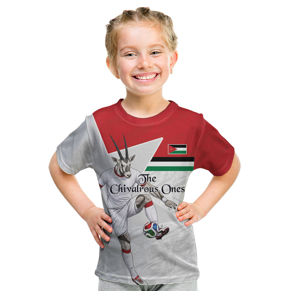 Personalized Jordan Football Kid T Shirt The Chivalrous Ones Soccer Player - Jordanian Flag Heritage