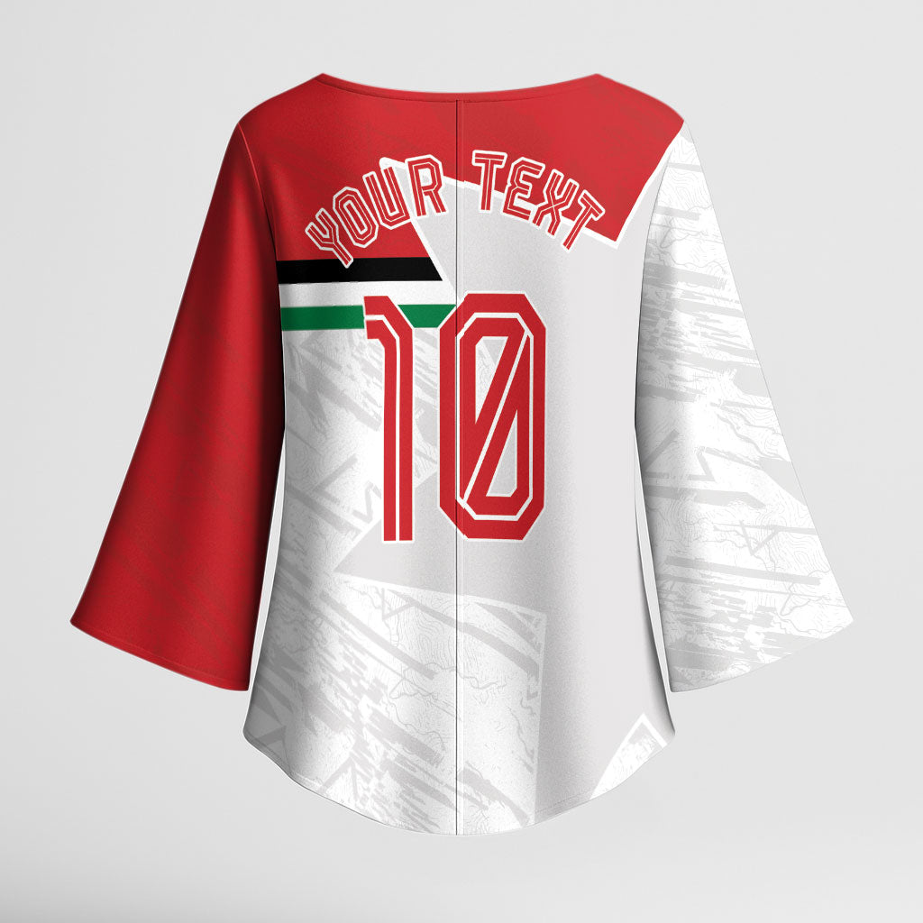 Personalized Jordan Football Kimono Sleeve Blouse The Chivalrous Ones Soccer Player - Jordanian Flag Heritage