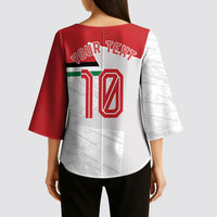 Personalized Jordan Football Kimono Sleeve Blouse The Chivalrous Ones Soccer Player - Jordanian Flag Heritage