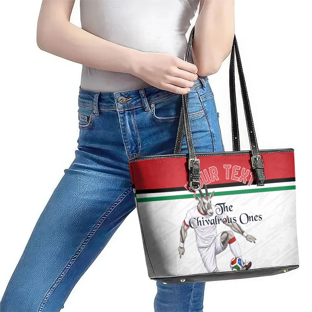Personalized Jordan Football Leather Tote Bag The Chivalrous Ones Soccer Player - Jordanian Flag Heritage