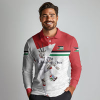 Personalized Jordan Football Long Sleeve Polo Shirt The Chivalrous Ones Soccer Player - Jordanian Flag Heritage