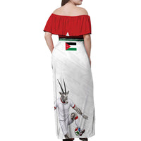 Personalized Jordan Football Off Shoulder Maxi Dress The Chivalrous Ones Soccer Player - Jordanian Flag Heritage