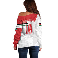 Personalized Jordan Football Off Shoulder Sweater The Chivalrous Ones Soccer Player - Jordanian Flag Heritage