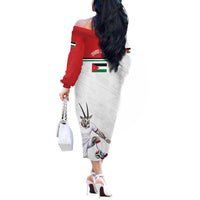 Personalized Jordan Football Off The Shoulder Long Sleeve Dress The Chivalrous Ones Soccer Player - Jordanian Flag Heritage