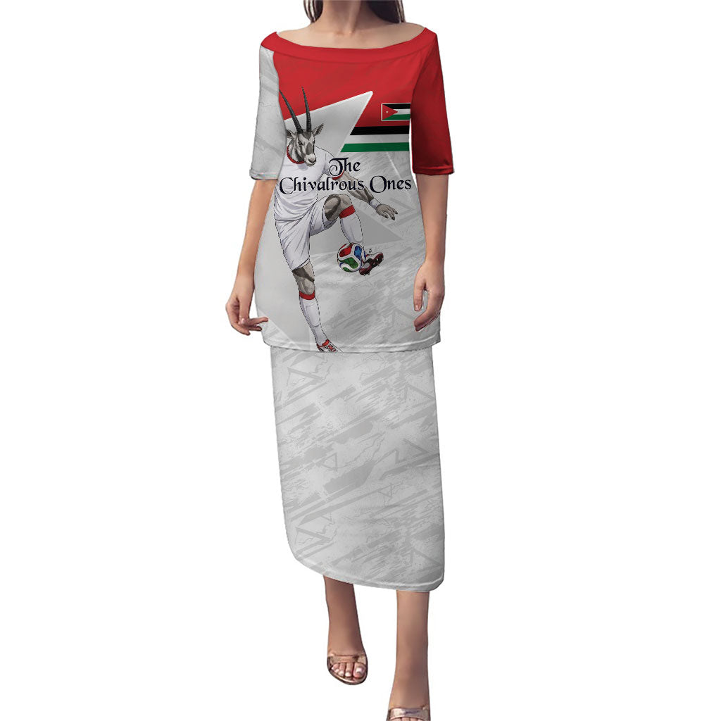 Personalized Jordan Football Puletasi The Chivalrous Ones Soccer Player - Jordanian Flag Heritage