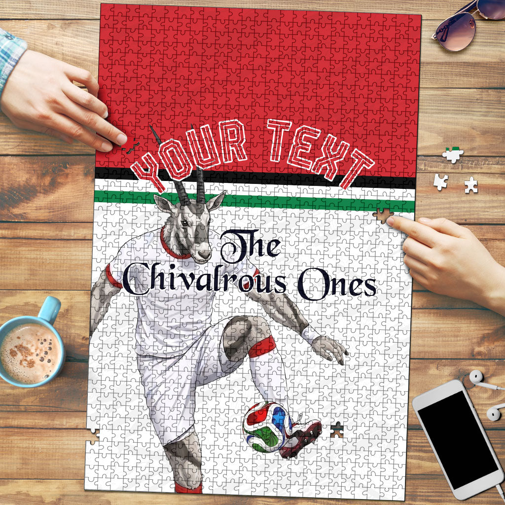 Personalized Jordan Football Puzzle The Chivalrous Ones Soccer Player - Jordanian Flag Heritage