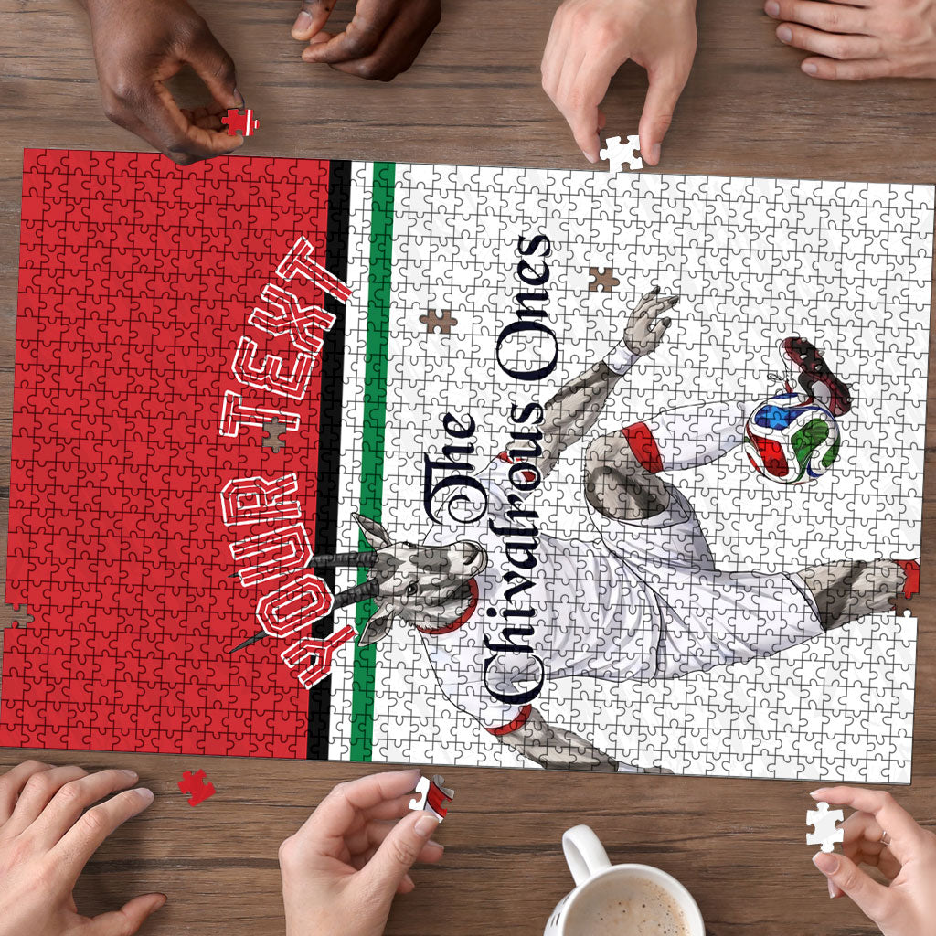 Personalized Jordan Football Puzzle The Chivalrous Ones Soccer Player - Jordanian Flag Heritage