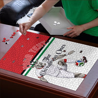 Personalized Jordan Football Puzzle The Chivalrous Ones Soccer Player - Jordanian Flag Heritage