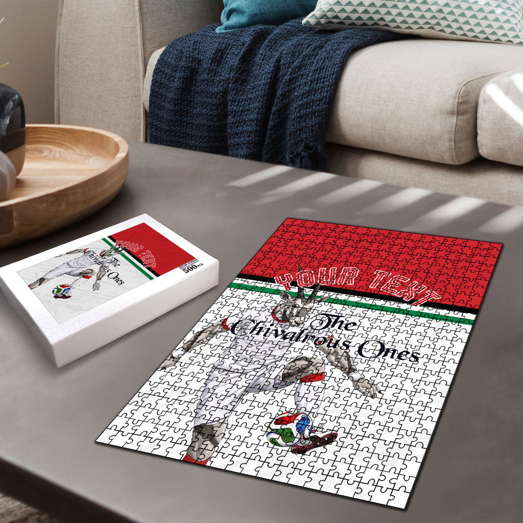 Personalized Jordan Football Puzzle The Chivalrous Ones Soccer Player - Jordanian Flag Heritage